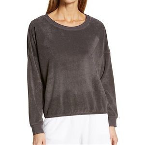 Barefoot Dreams BEACH Lightweight Terry Dolman Pullover Lounge Top Gray Small